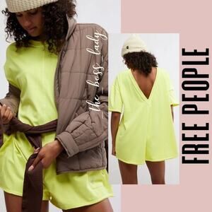 Free People hot shot tee romper one-piece onesie jumpsuit cotton v-neck Large